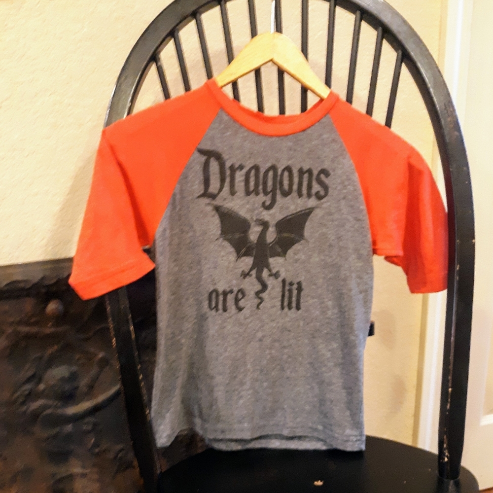 Child's 3/4 sleeve tee "Dragon's are lit"
